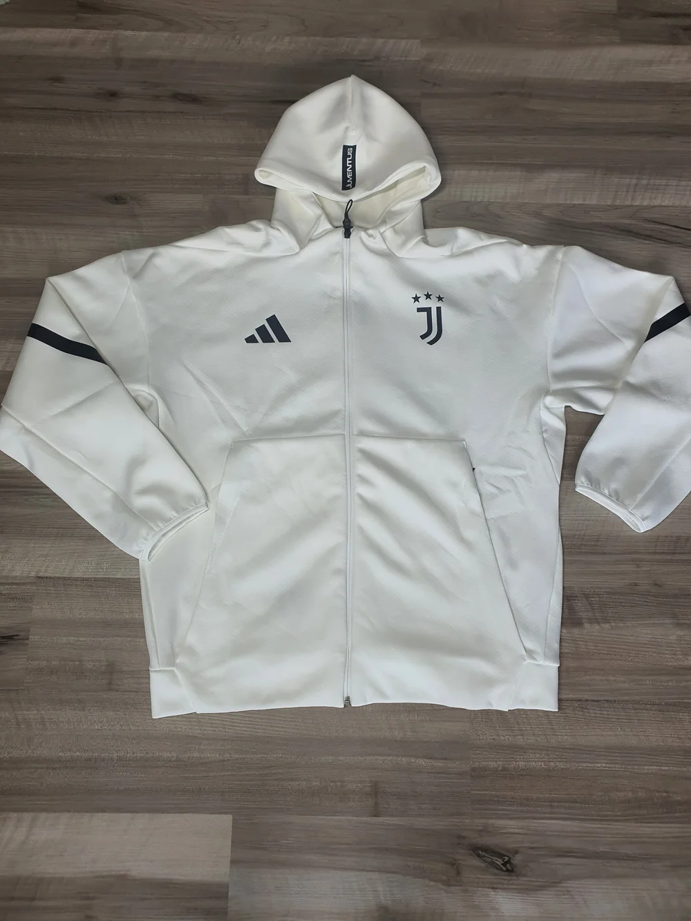 Adidas Juventus Z.N.E. Anthem Jacket Hoodie White Full Zip Soccer Men's L New